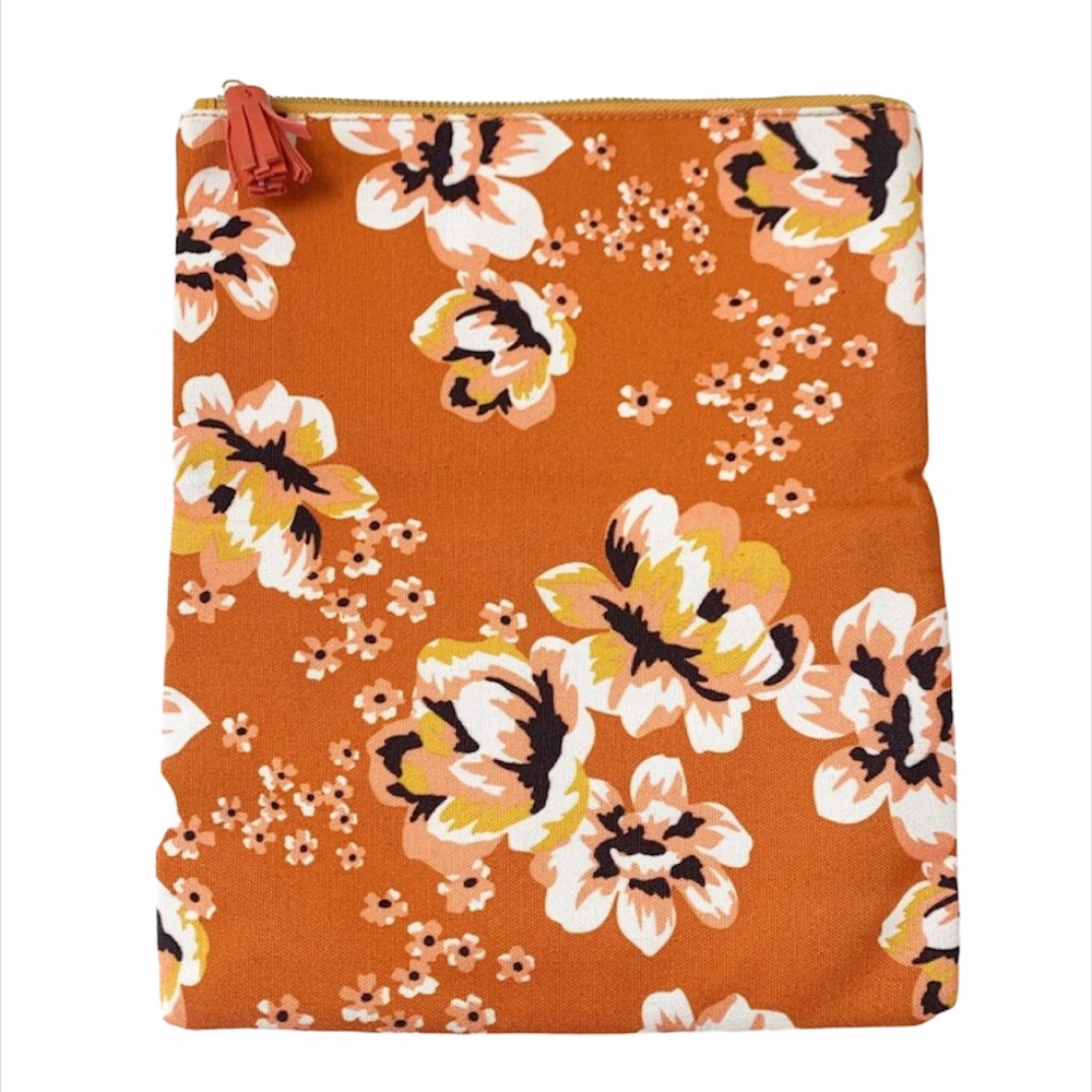 Rachel Pally Orange Floral Clutch Zip Pouch Purse